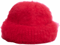 Bonnet 70% angora 30% laine  rouge fait main - CHINE DE NOEL